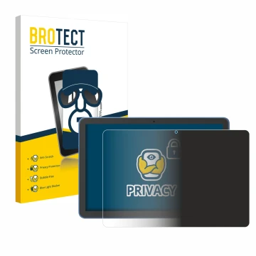 Front side of a product packaging with the brand logo BROTECT. Next to it is the device Amazon Fire HD 10 2023 (13th. Gen.) sh