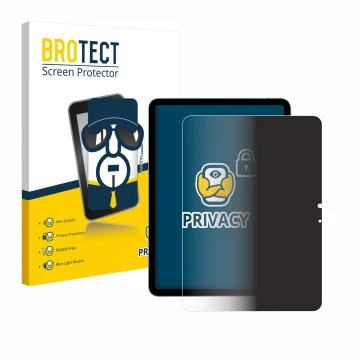 Front side of a product packaging with the brand logo BROTECT. Next to it is the device Apple iPad Air 11