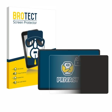 Front side of a product packaging with the brand logo BROTECT. Next to it is the device Blackview Tab 90 WiFi shown with the c