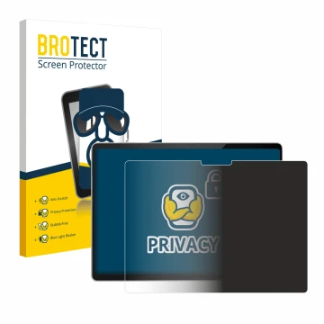 Front side of a product packaging with the brand logo BROTECT. Next to it is the device Microsoft Surface Pro 11 shown with th