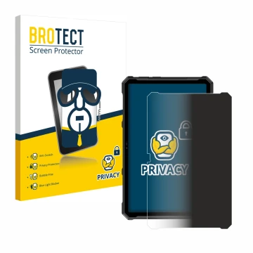 Front side of a product packaging with the brand logo BROTECT. Next to it is the device Ulefone Armor Pad 4 Ultra shown with t