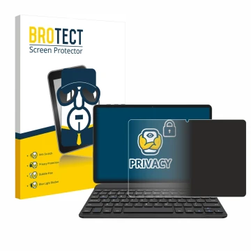 Front side of a product packaging with the brand logo BROTECT. Next to it is the device BESTTAB A20 shown with the correspondi