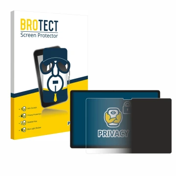 Front side of a product packaging with the brand logo BROTECT. Next to it is the device Lenovo Yoga Tab 2025 shown with the co