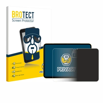 Front side of a product packaging with the brand logo BROTECT. Next to it is the device Apple iPad Air 11