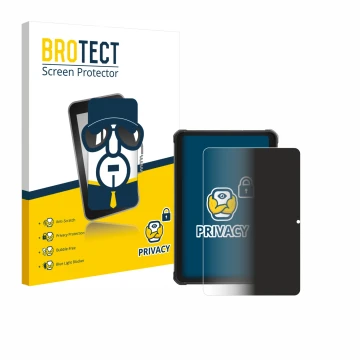 Front side of a product packaging with the brand logo BROTECT. Next to it is the device Hotwav R10 Pro shown with the correspo