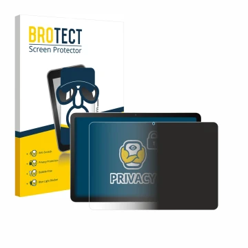 Front side of a product packaging with the brand logo BROTECT. Next to it is the device Wacom MovinkPad 11 shown with the corr