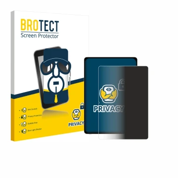 Front side of a product packaging with the brand logo BROTECT. Next to it is the device Honor Magicpad 3 (portrait) shown with