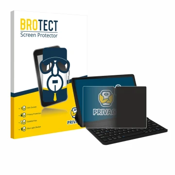 Front side of a product packaging with the brand logo BROTECT. Next to it is the device Laptok LAPA7LBK 11