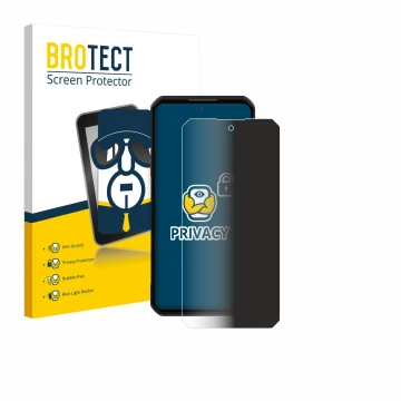 Front side of a product packaging with the brand logo BROTECT. Next to it is the device Oukitel WP60 shown with the correspond