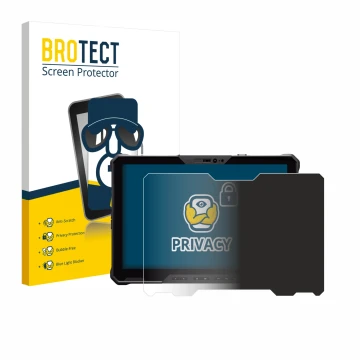 Front side of a product packaging with the brand logo BROTECT. Next to it is the device Dell Pro Rugged 12 RA02260 shown with 