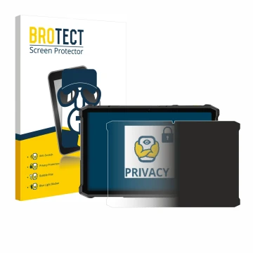 Front side of a product packaging with the brand logo BROTECT. Next to it is the device Ulefone Armor Pad 5 Ultra shown with t