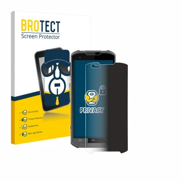 Front side of a product packaging with the brand logo BROTECT. Next to it is the device Newland MT93 shown with the correspond