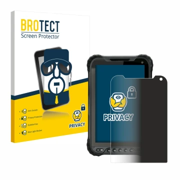 Front side of a product packaging with the brand logo BROTECT. Next to it is the device Unitech TB85 Plus shown with the corre