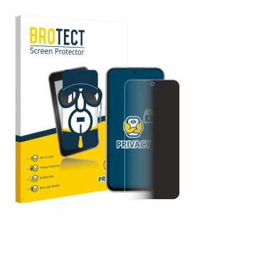 Front side of a product packaging with the brand logo BROTECT. Next to it is the device Nubia V80 Pro shown with the correspon