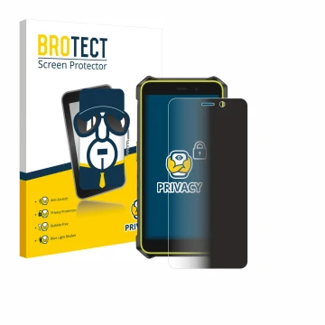 Front side of a product packaging with the brand logo BROTECT. Next to it is the device Ulefone RugKing 2 Pro shown with the c