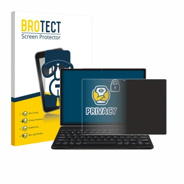 Front side of a product packaging with the brand logo BROTECT. Next to it is the device DEERTiME E9 10.1