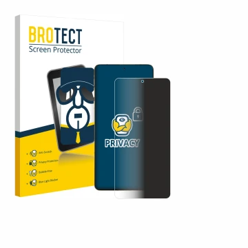 Front side of a product packaging with the brand logo BROTECT. Next to it is the device Motorola Signature shown with the corr