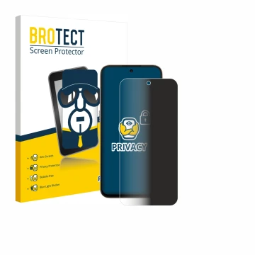 Front side of a product packaging with the brand logo BROTECT. Next to it is the device Oppo A6t Pro shown with the correspond