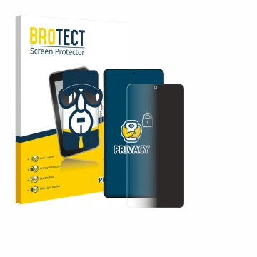 Front side of a product packaging with the brand logo BROTECT. Next to it is the device Motorola Signature 165 shown with the 