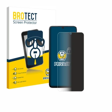 Front side of a product packaging with the brand logo BROTECT. Next to it is the device Cubot A40 shown with the corresponding