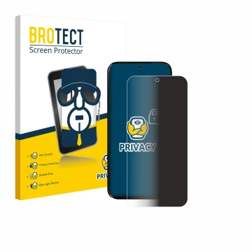 Front side of a product packaging with the brand logo BROTECT. Next to it is the device Motorola Moto G67 shown with the corre