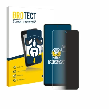 Front side of a product packaging with the brand logo BROTECT. Next to it is the device Oppo A5 Energy shown with the correspo