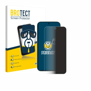 Front side of a product packaging with the brand logo BROTECT. Next to it is the device Xiaomi Redmi Turbo 5 5G shown with the