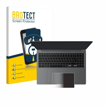 Front side of a product packaging with the brand logo BROTECT. Next to it is the device Samsung Galaxy Book5 Pro 16