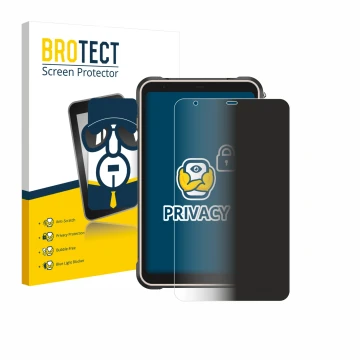 Front side of a product packaging with the brand logo BROTECT. Next to it is the device Ulefone RugKing Pad Pro shown with the