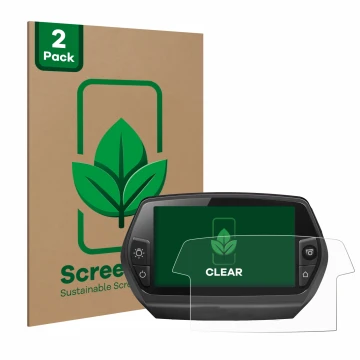 Front side of a product packaging with the brand logo ScreenLeaf. Next to it is the device Bosch Nyon 2014 shown with the corr
