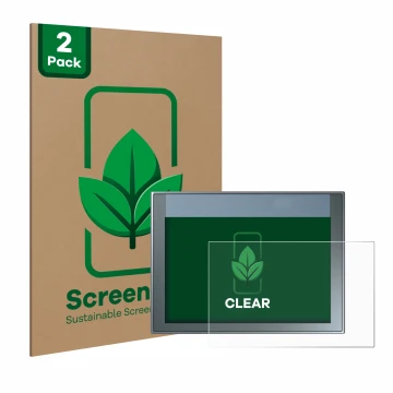 Front side of a product packaging with the brand logo ScreenLeaf. Next to it is the device Siemens Simatic HMI KTP 700 Basic s