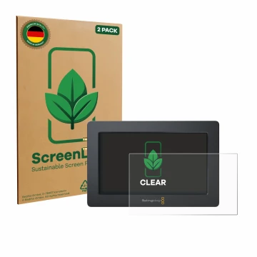 Front side of a product packaging with the brand logo ScreenLeaf. Next to it is the device Blackmagic Design Video Assist (5.0