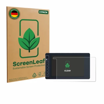 Front side of a product packaging with the brand logo ScreenLeaf. Next to it is the device SmallHD 703 Bolt Wireless Monitor s
