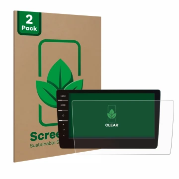 Front side of a product packaging with the brand logo ScreenLeaf. Next to it is the device Volkswagen Passat 2019 Discover Pro