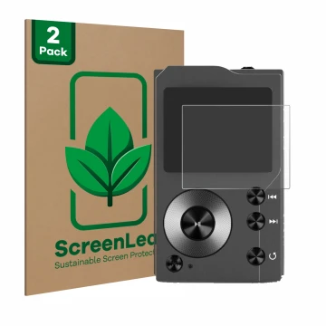 Front side of a product packaging with the brand logo ScreenLeaf. Next to it is the device Surfans F20 shown with the correspo