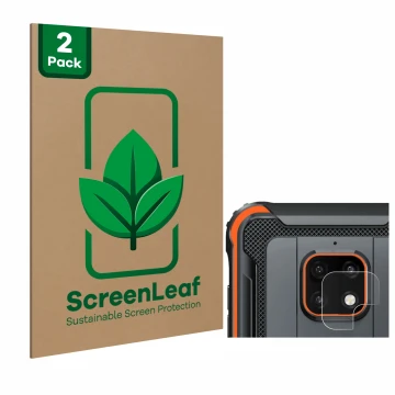 Front side of a product packaging with the brand logo ScreenLeaf. Next to it is the device Blackview BV4900 Pro (ONLY Camera L