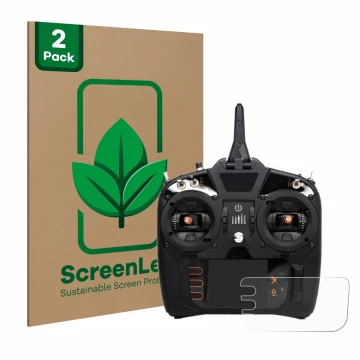 Front side of a product packaging with the brand logo ScreenLeaf. Next to it is the device Spektrum NX8 shown with the corresp
