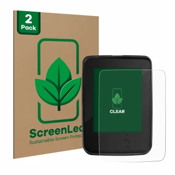 Front side of a product packaging with the brand logo ScreenLeaf. Next to it is the device Giant RideDash Evo shown with the c