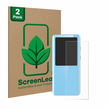 Front side of a product packaging with the brand logo ScreenLeaf. Next to it is the device AGPtek A19X shown with the correspo