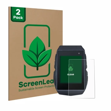 Front side of a product packaging with the brand logo ScreenLeaf. Next to it is the device Sigma ROX 11.1 Evo shown with the c