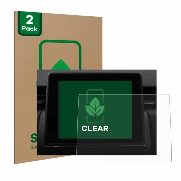 Front side of a product packaging with the brand logo ScreenLeaf. Next to it is the device Renault Captur Easy Link 7