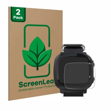 Front side of a product packaging with the brand logo ScreenLeaf. Next to it is the device Aqualung i330r shown with the corre
