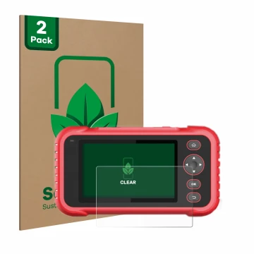 Front side of a product packaging with the brand logo ScreenLeaf. Next to it is the device Launch CRP 123 / 129 EVO shown with