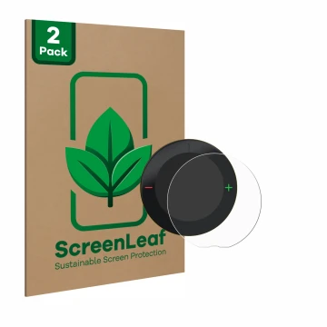 Front side of a product packaging with the brand logo ScreenLeaf. Next to it is the device Beeline Velo 2 shown with the corre