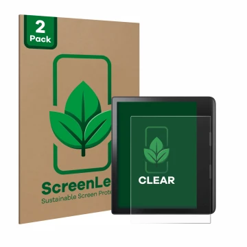 Front side of a product packaging with the brand logo ScreenLeaf. Next to it is the device Tolino Epos 3 shown with the corres