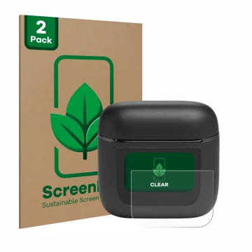 Front side of a product packaging with the brand logo ScreenLeaf. Next to it is the device JBL Tour Pro 2 shown with the corre