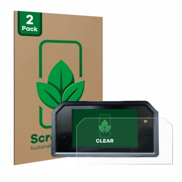 Front side of a product packaging with the brand logo ScreenLeaf. Next to it is the device Yamaha Tmax 560 2023 shown with the