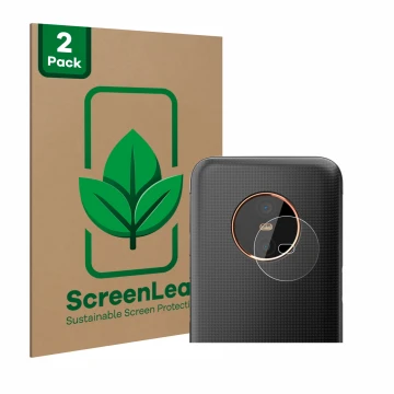 Front side of a product packaging with the brand logo ScreenLeaf. Next to it is the device Gigaset GX6 (ONLY Camera Lens) show