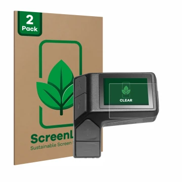 Front side of a product packaging with the brand logo ScreenLeaf. Next to it is the device Giant Ridecontrol Dash 2 in 1 shown