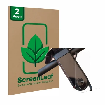 Front side of a product packaging with the brand logo ScreenLeaf. Next to it is the device NIU KQi3 Max shown with the corresp
